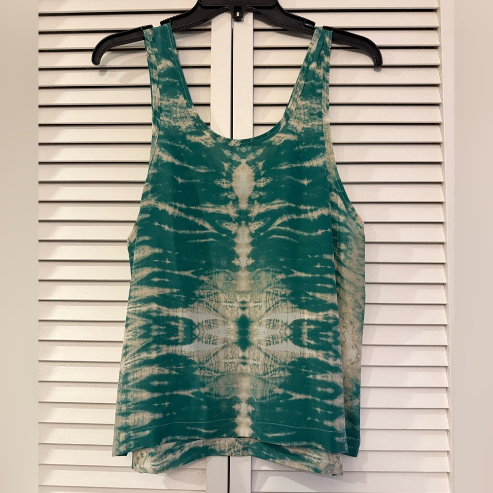 Maje Green/Blue and Cream Tie-Dye Tank Top
